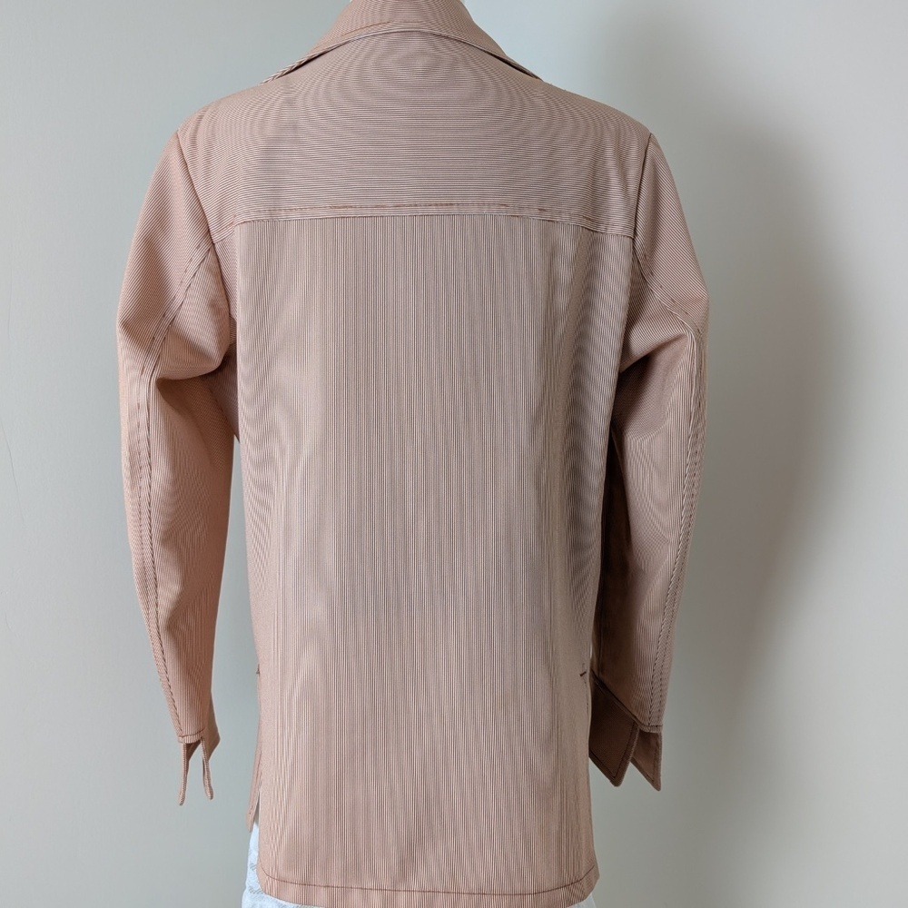 70's Pinstripe Blazer Size Medium Overcoat Pastel Dagger Collar Vintage Office - Picture 14 of 14